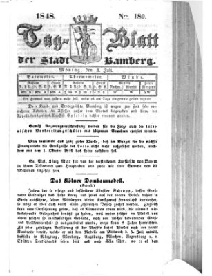 Tag-Blatt der Stadt Bamberg (Bamberger Tagblatt) Montag 3. Juli 1848