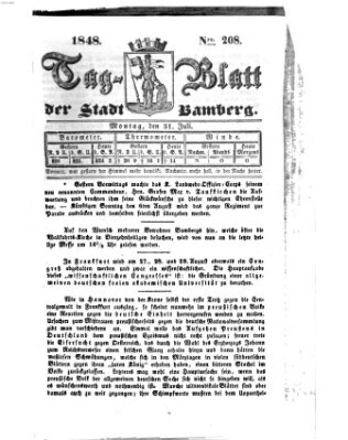 Tag-Blatt der Stadt Bamberg (Bamberger Tagblatt) Montag 31. Juli 1848