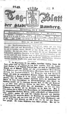 Tag-Blatt der Stadt Bamberg (Bamberger Tagblatt) Dienstag 9. Januar 1849