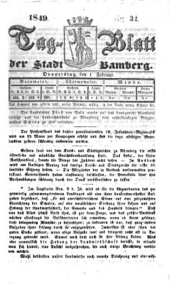 Tag-Blatt der Stadt Bamberg (Bamberger Tagblatt) Donnerstag 1. Februar 1849
