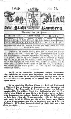 Tag-Blatt der Stadt Bamberg (Bamberger Tagblatt) Montag 26. Februar 1849