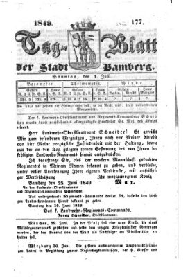 Tag-Blatt der Stadt Bamberg (Bamberger Tagblatt) Sonntag 1. Juli 1849