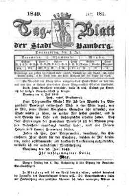 Tag-Blatt der Stadt Bamberg (Bamberger Tagblatt) Donnerstag 5. Juli 1849