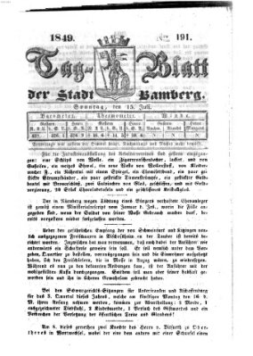 Tag-Blatt der Stadt Bamberg (Bamberger Tagblatt) Sonntag 15. Juli 1849