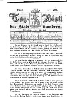 Tag-Blatt der Stadt Bamberg (Bamberger Tagblatt) Dienstag 31. Juli 1849