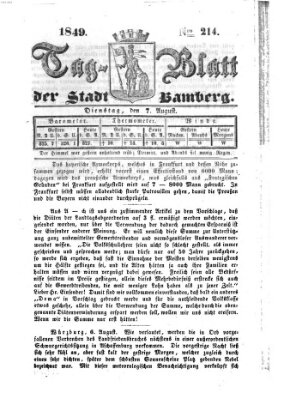 Tag-Blatt der Stadt Bamberg (Bamberger Tagblatt) Dienstag 7. August 1849