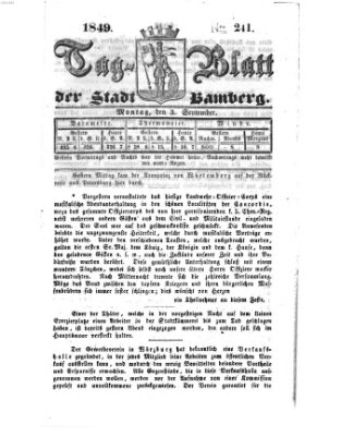 Tag-Blatt der Stadt Bamberg (Bamberger Tagblatt) Montag 3. September 1849