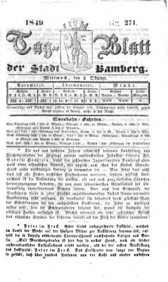 Tag-Blatt der Stadt Bamberg (Bamberger Tagblatt) Mittwoch 3. Oktober 1849