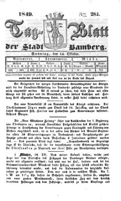 Tag-Blatt der Stadt Bamberg (Bamberger Tagblatt) Sonntag 14. Oktober 1849