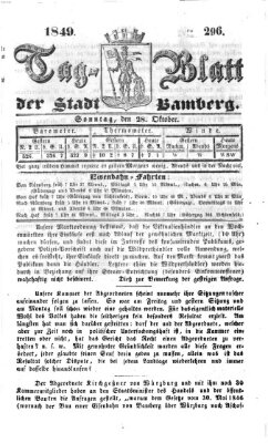Tag-Blatt der Stadt Bamberg (Bamberger Tagblatt) Sonntag 28. Oktober 1849