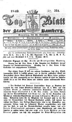 Tag-Blatt der Stadt Bamberg (Bamberger Tagblatt) Sonntag 25. November 1849