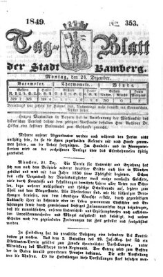 Tag-Blatt der Stadt Bamberg (Bamberger Tagblatt) Montag 24. Dezember 1849