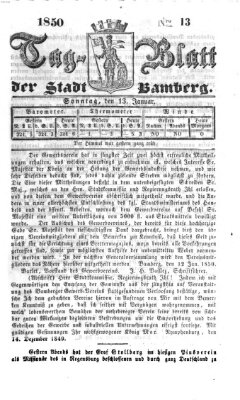 Tag-Blatt der Stadt Bamberg (Bamberger Tagblatt) Sonntag 13. Januar 1850