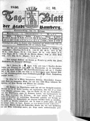 Tag-Blatt der Stadt Bamberg (Bamberger Tagblatt) Donnerstag 21. Februar 1850