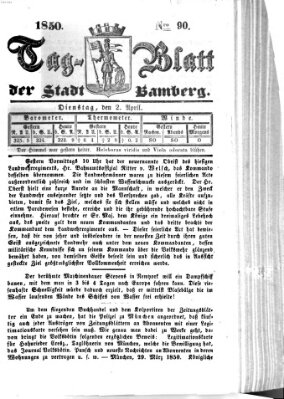 Tag-Blatt der Stadt Bamberg (Bamberger Tagblatt) Dienstag 2. April 1850