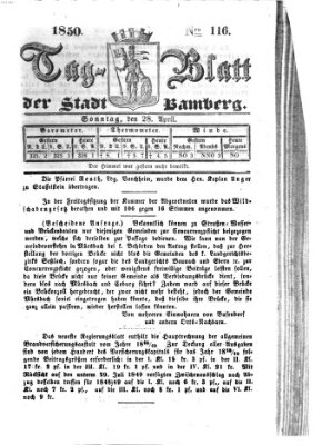 Tag-Blatt der Stadt Bamberg (Bamberger Tagblatt) Sonntag 28. April 1850