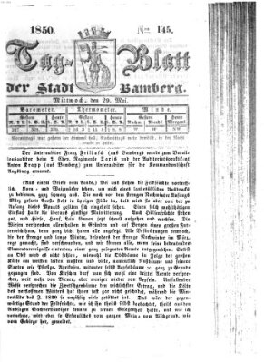 Tag-Blatt der Stadt Bamberg (Bamberger Tagblatt) Mittwoch 29. Mai 1850