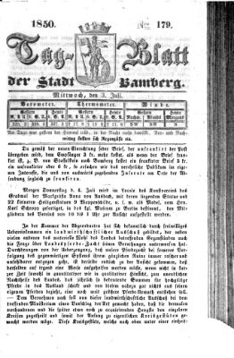 Tag-Blatt der Stadt Bamberg (Bamberger Tagblatt) Mittwoch 3. Juli 1850