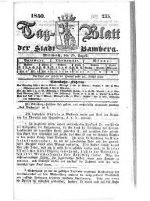 Tag-Blatt der Stadt Bamberg (Bamberger Tagblatt) Mittwoch 28. August 1850