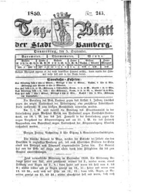 Tag-Blatt der Stadt Bamberg (Bamberger Tagblatt) Donnerstag 5. September 1850