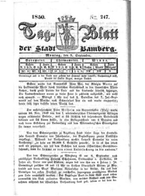 Tag-Blatt der Stadt Bamberg (Bamberger Tagblatt) Montag 9. September 1850