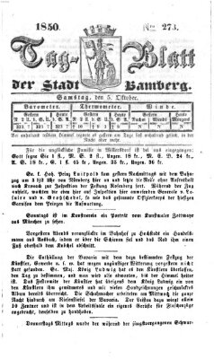 Tag-Blatt der Stadt Bamberg (Bamberger Tagblatt) Samstag 5. Oktober 1850