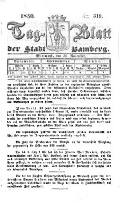 Tag-Blatt der Stadt Bamberg (Bamberger Tagblatt) Mittwoch 20. November 1850