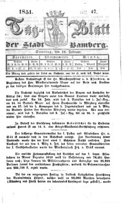 Tag-Blatt der Stadt Bamberg (Bamberger Tagblatt) Sonntag 16. Februar 1851