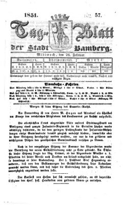 Tag-Blatt der Stadt Bamberg (Bamberger Tagblatt) Mittwoch 26. Februar 1851