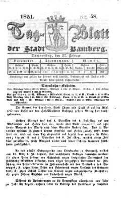 Tag-Blatt der Stadt Bamberg (Bamberger Tagblatt) Donnerstag 27. Februar 1851