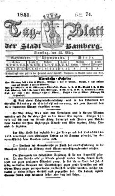 Tag-Blatt der Stadt Bamberg (Bamberger Tagblatt) Samstag 15. März 1851