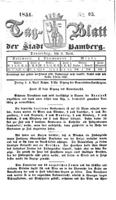 Tag-Blatt der Stadt Bamberg (Bamberger Tagblatt) Donnerstag 3. April 1851