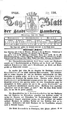 Tag-Blatt der Stadt Bamberg (Bamberger Tagblatt) Montag 28. April 1851