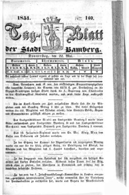 Tag-Blatt der Stadt Bamberg (Bamberger Tagblatt) Donnerstag 22. Mai 1851