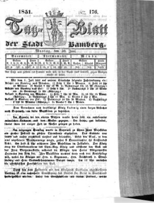 Tag-Blatt der Stadt Bamberg (Bamberger Tagblatt) Montag 30. Juni 1851