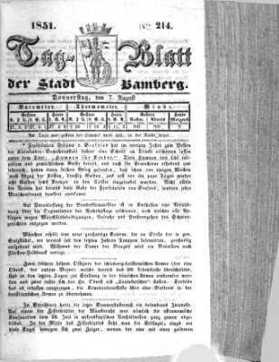 Tag-Blatt der Stadt Bamberg (Bamberger Tagblatt) Donnerstag 7. August 1851