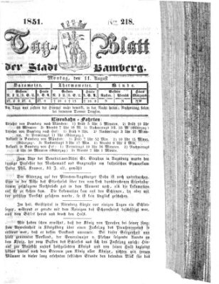 Tag-Blatt der Stadt Bamberg (Bamberger Tagblatt) Montag 11. August 1851