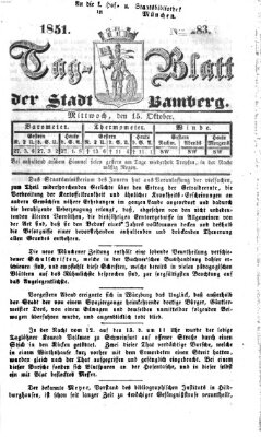 Tag-Blatt der Stadt Bamberg (Bamberger Tagblatt) Mittwoch 15. Oktober 1851