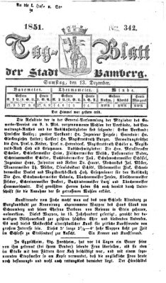 Tag-Blatt der Stadt Bamberg (Bamberger Tagblatt) Samstag 13. Dezember 1851