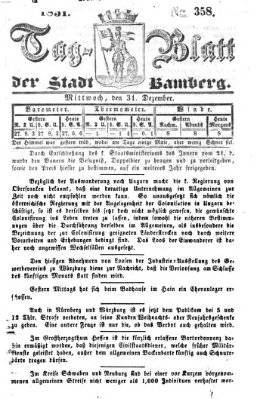 Tag-Blatt der Stadt Bamberg (Bamberger Tagblatt) Mittwoch 31. Dezember 1851