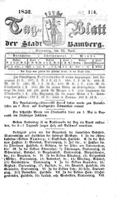 Tag-Blatt der Stadt Bamberg (Bamberger Tagblatt) Sonntag 25. April 1852