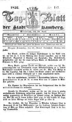 Tag-Blatt der Stadt Bamberg (Bamberger Tagblatt) Mittwoch 28. April 1852