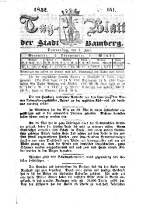 Tag-Blatt der Stadt Bamberg (Bamberger Tagblatt) Donnerstag 3. Juni 1852