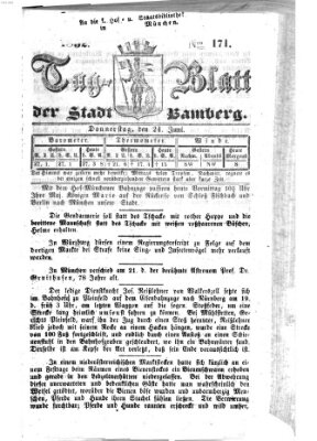 Tag-Blatt der Stadt Bamberg (Bamberger Tagblatt) Donnerstag 24. Juni 1852
