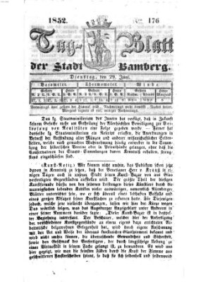 Tag-Blatt der Stadt Bamberg (Bamberger Tagblatt) Dienstag 29. Juni 1852
