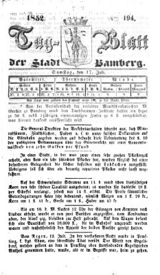 Tag-Blatt der Stadt Bamberg (Bamberger Tagblatt) Samstag 17. Juli 1852