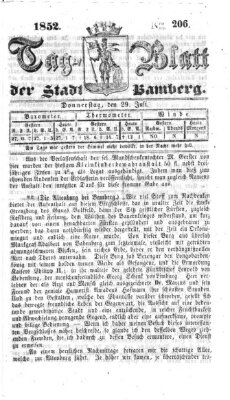 Tag-Blatt der Stadt Bamberg (Bamberger Tagblatt) Donnerstag 29. Juli 1852