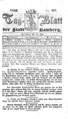Tag-Blatt der Stadt Bamberg (Bamberger Tagblatt) Freitag 30. Juli 1852