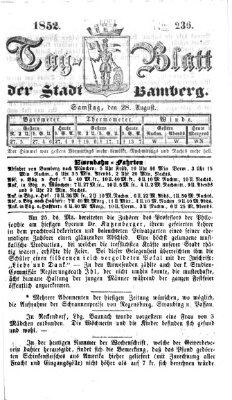 Tag-Blatt der Stadt Bamberg (Bamberger Tagblatt) Samstag 28. August 1852