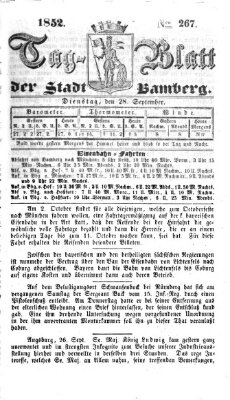 Tag-Blatt der Stadt Bamberg (Bamberger Tagblatt) Dienstag 28. September 1852